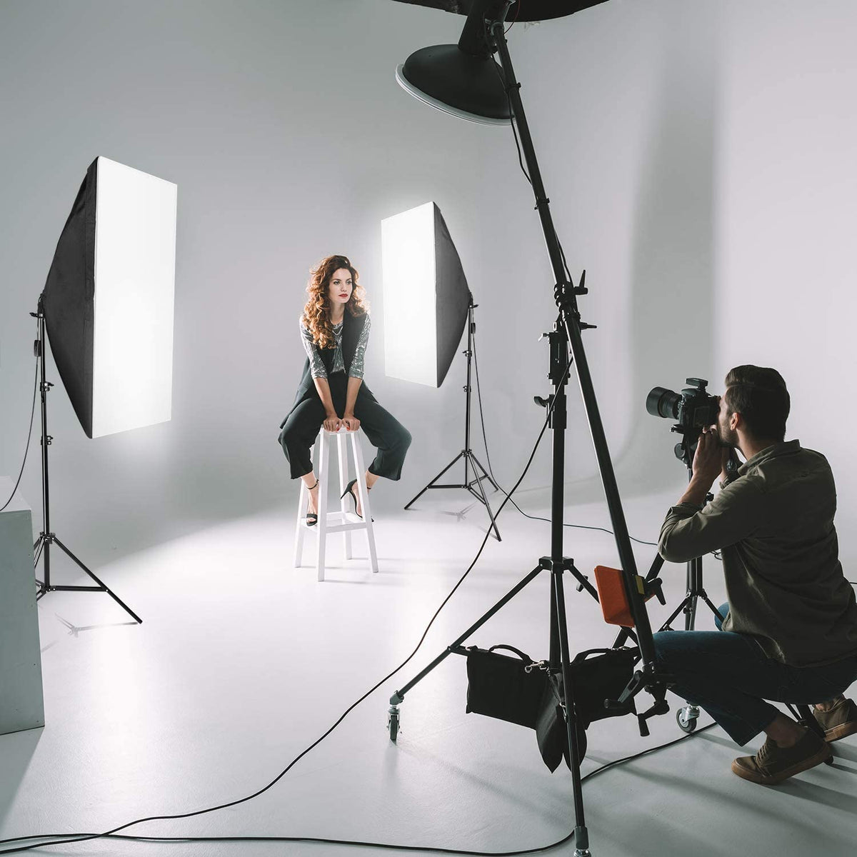 2x25W LED Continuous Lighting Kit 20"x28"/50x70cm Softbox Soft Box Photo Studio Set Light Bulbs Lamp 5500K Photography E27 Socket Softboxes AU Plug