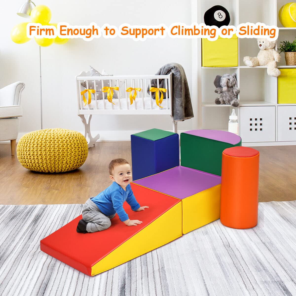 5PCS Kids Crawl & Climb Foam Play Set, Colorful Baby Foam Blocks to Crawling, Climbing, Walking, Children Educational Soft Play Equipment for Toddlers