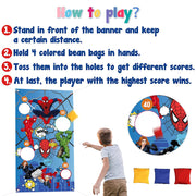 Superhero Bean Bag Toss Game-Throwing Game Banner with 3 Bean Bags-Superhero Party Supplies