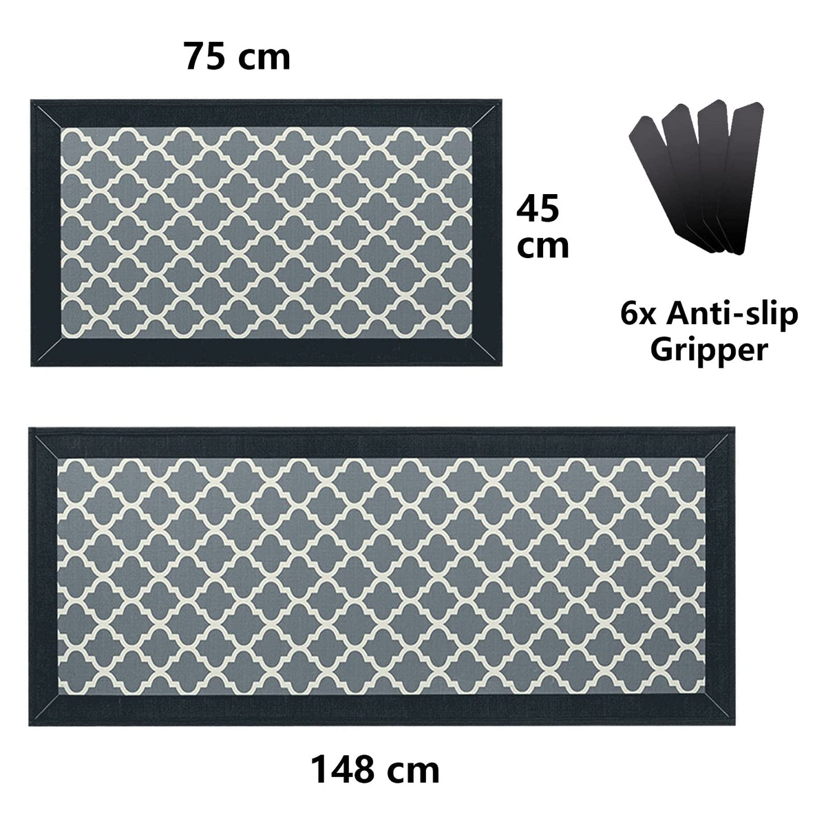 2-Piece Dark Blue Absorbent Kitchen Mat Set