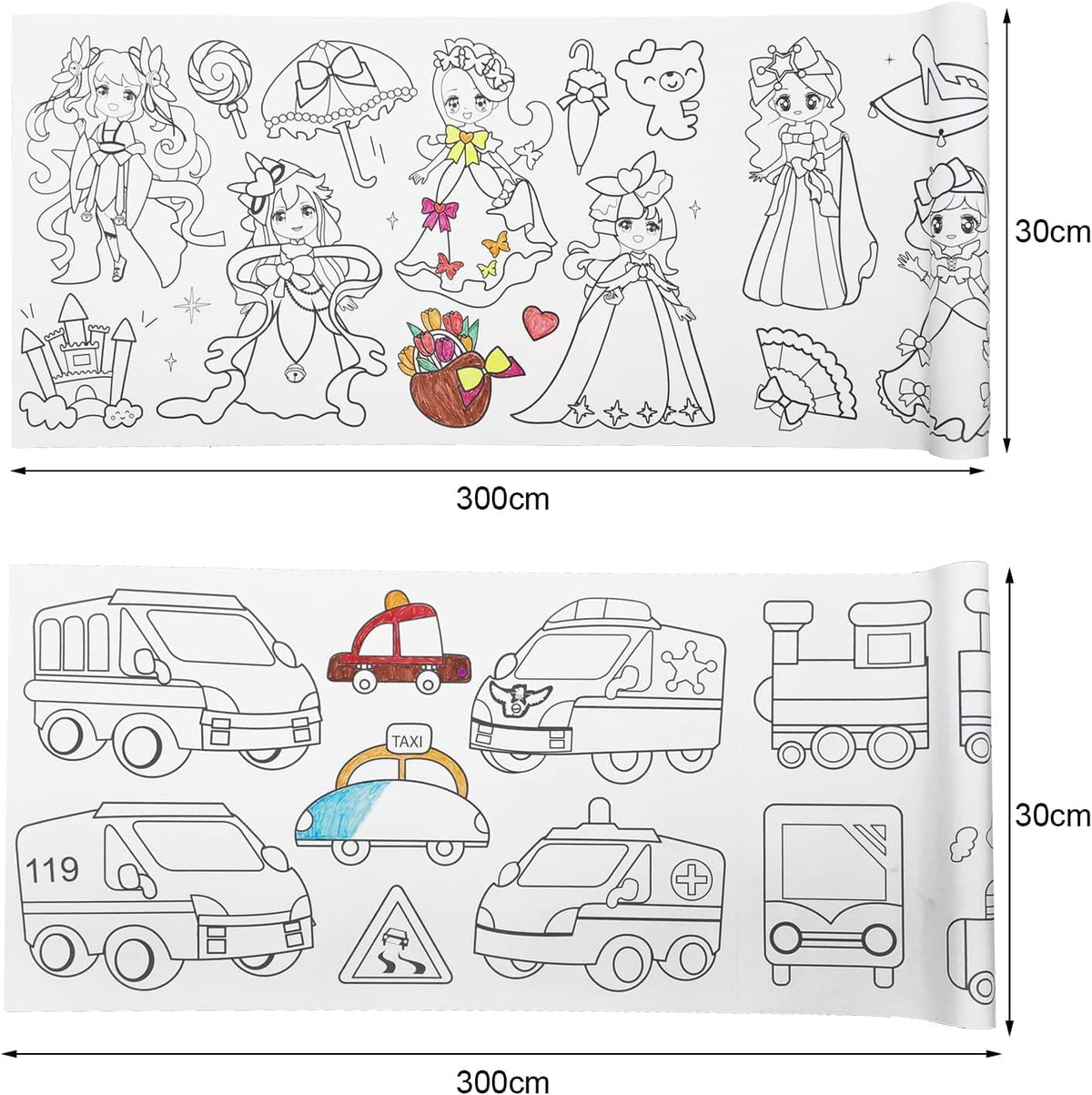 2-Pack Kids’ Colouring Paper Rolls – 300 × 30cm