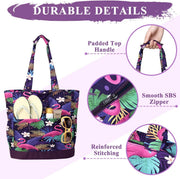 Beach Bag for Women,VASCHY Lightweight Large Water Resistant Sandproof Fold-able Packable Pool Tote Bag w Zipper/Pockets for Vacation