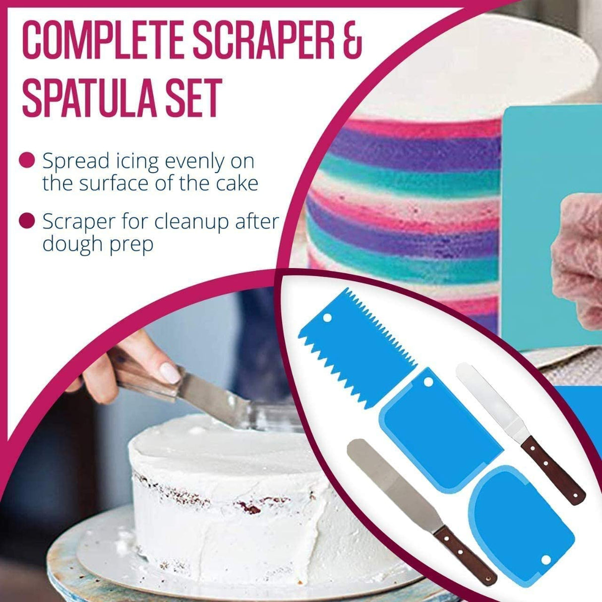 Cake Decorating Supplies,106 PCS Cake Decorating Tools Kit for Beginners,Kids and Cake Lovers, Brithday Cake Cookies Pastry Tools, With Cake Turntable, Cake Leveler & Slicer, Icing Spatula Smoother