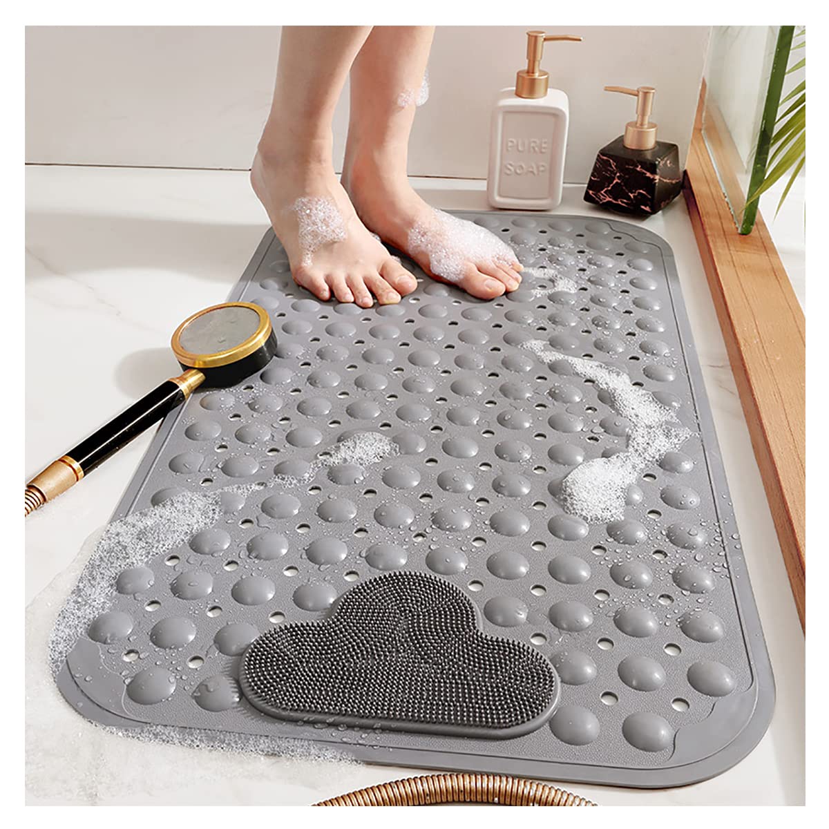 Grey Suction-Cup Bath & Shower Mat – 2 Sizes