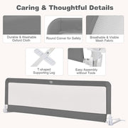 Bed Rails for Toddlers, 180cm Extra Long, Swing Down Bed Guard w/Safety Strap for Convertible Crib, Folding Baby Bedrail for Kids Twin, Double, Full Size Queen & King Mattress
