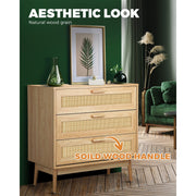 3-Drawer Rattan Tallboy Storage Cabinet