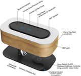 Bedside Lamp with Bluetooth Speaker and Wireless Charger, Sleep Mode Stepless Dimming (Exclusive), QR-8 20W, 5V