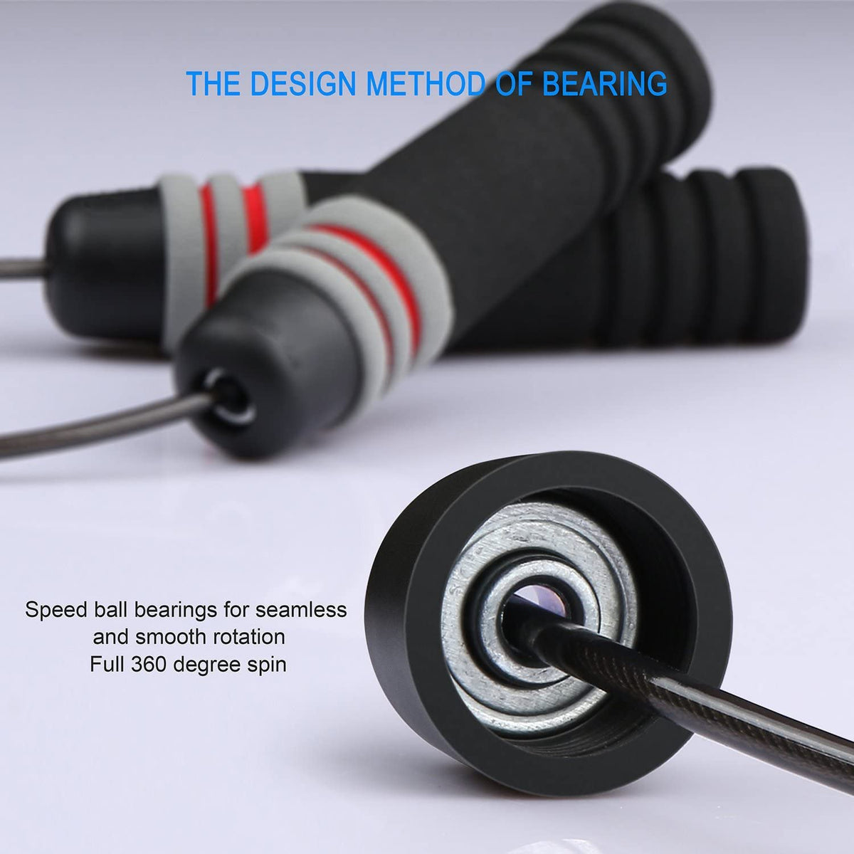 Adjustable 9.8 ft Ball-Bearing Speed Jump Rope – Black
