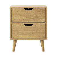 Wooden Bedside Table with 2 Drawers