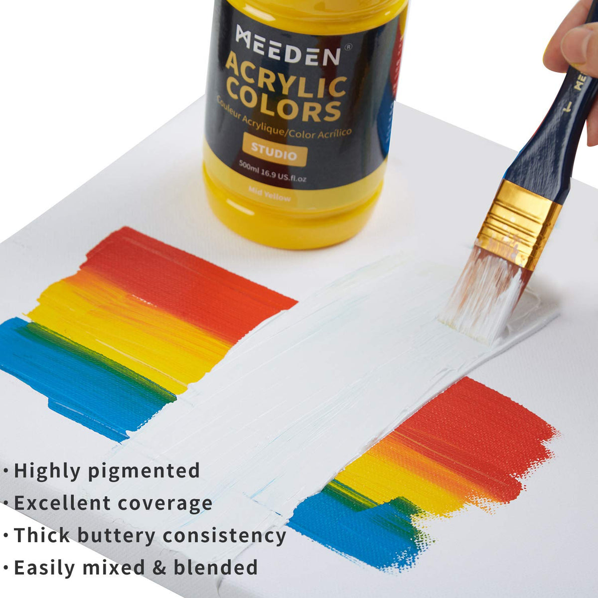 MEEDEN Acrylic Paint Set, 15 Colours 300ml/10.14 oz., Non-Toxic Acrylic Paints for Beginners and Artists to Create Art & DIY Projects on Canvas, Wood, Ceramics, Paper & Glass