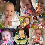 Baby Food Feeder/Fruit Feeder Pacifier (2 Pack) - Infant Teething Toy Teether in Appetite Stimulating Colors | Bonus Includes Silicone Sacs