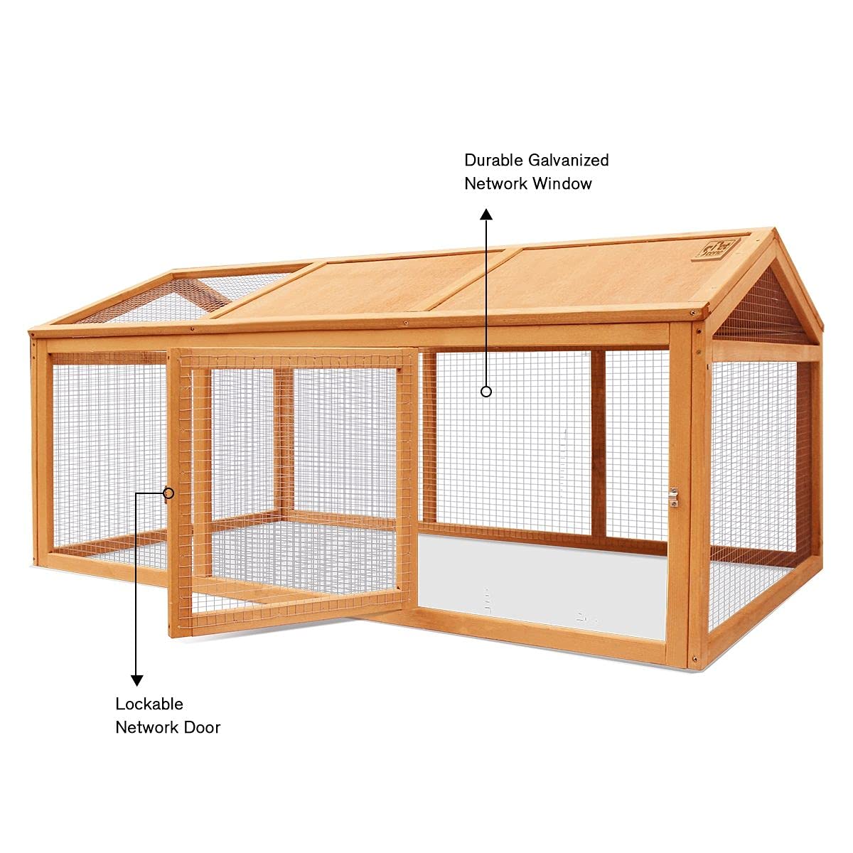 Fir-Wood & Wire Small-Animal Hutch with Covered Run – 150 × 90 × 70 cm