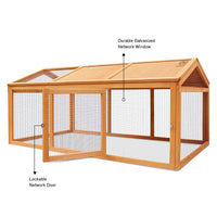 Fir-Wood & Wire Small-Animal Hutch with Covered Run – 150 × 90 × 70 cm