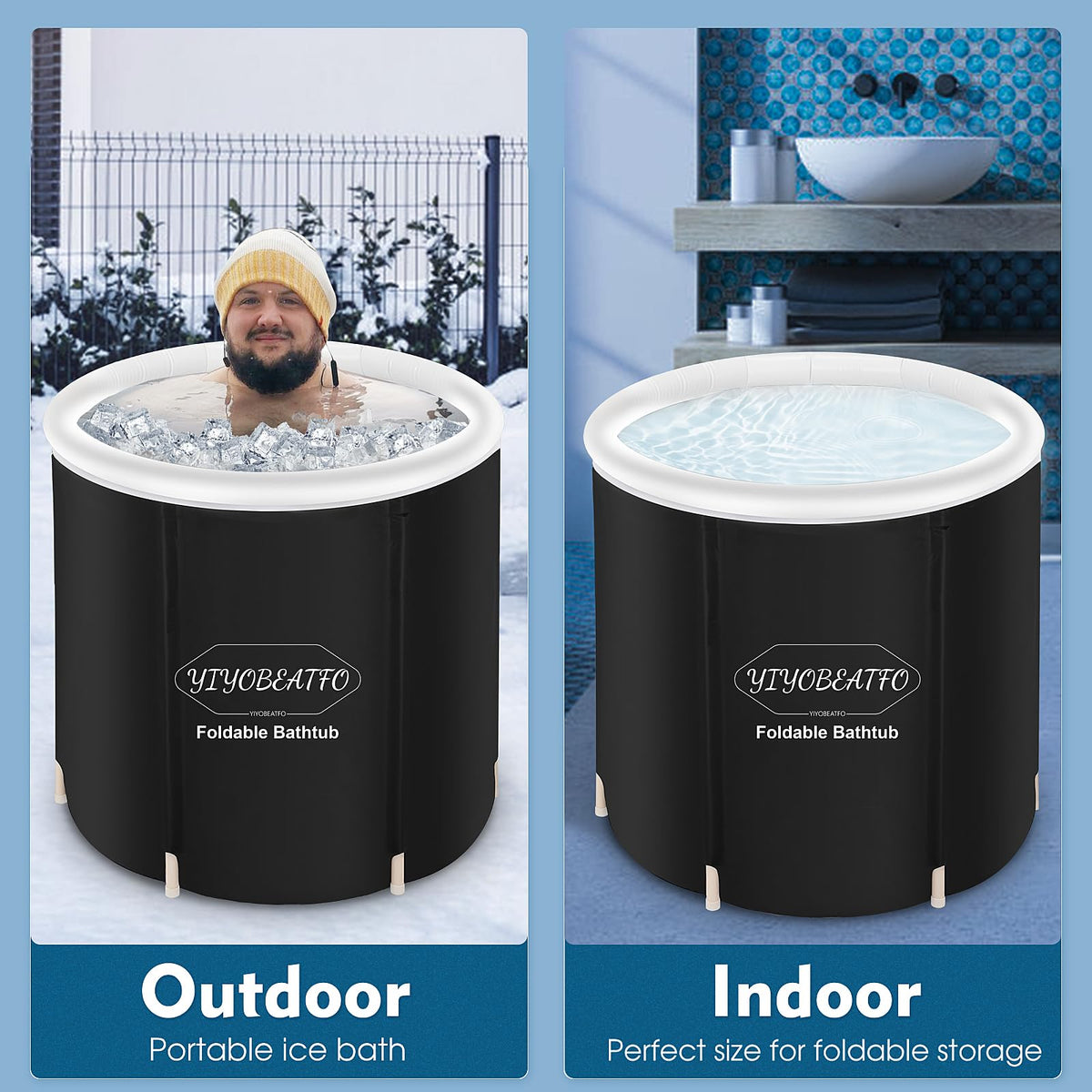 75 × 75 cm Foldable Cold-Plunge Tub with Lid