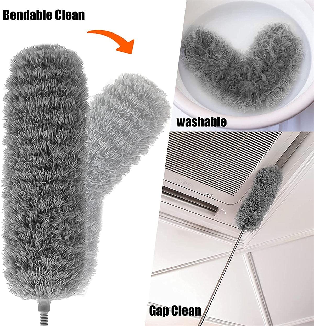 100-Inch Telescopic Microfibre Duster Set with 3 Heads