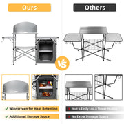 Costway Folding Camp Kitchen with Windscreen & Zippered Storage