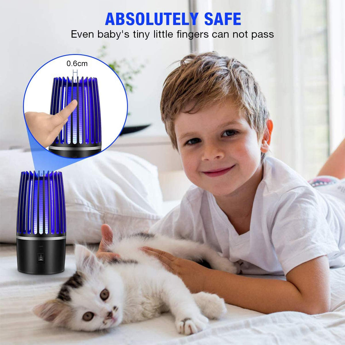 Mosquito Fly Killer Lamp, Portable Night Light USB Rechargeable Mosquito Killer Insect Repellent, (Black)