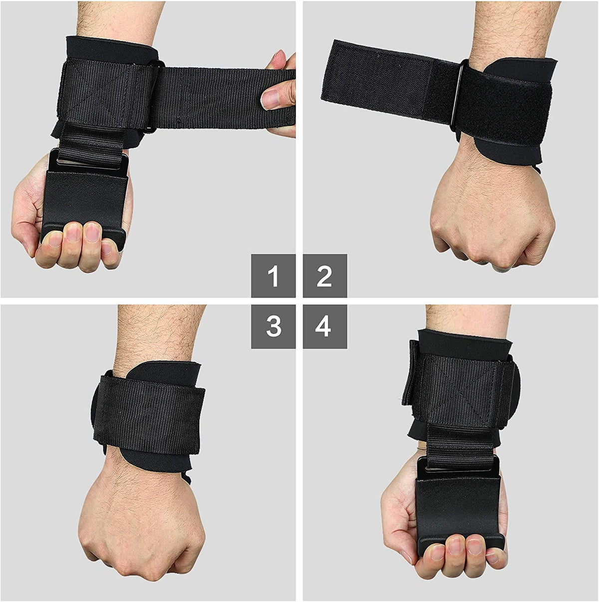 Heavy-Duty Lifting Hooks with Wrist Straps – Pair