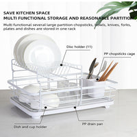 43 cm White 2-Tier Dish Drying Rack with Rotating Drain Spout