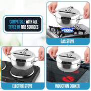 28 cm Stainless-Steel Deep-Fryer Pot with Thermometer – 4.2 L