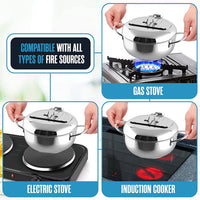 28 cm Stainless-Steel Deep-Fryer Pot with Thermometer – 4.2 L