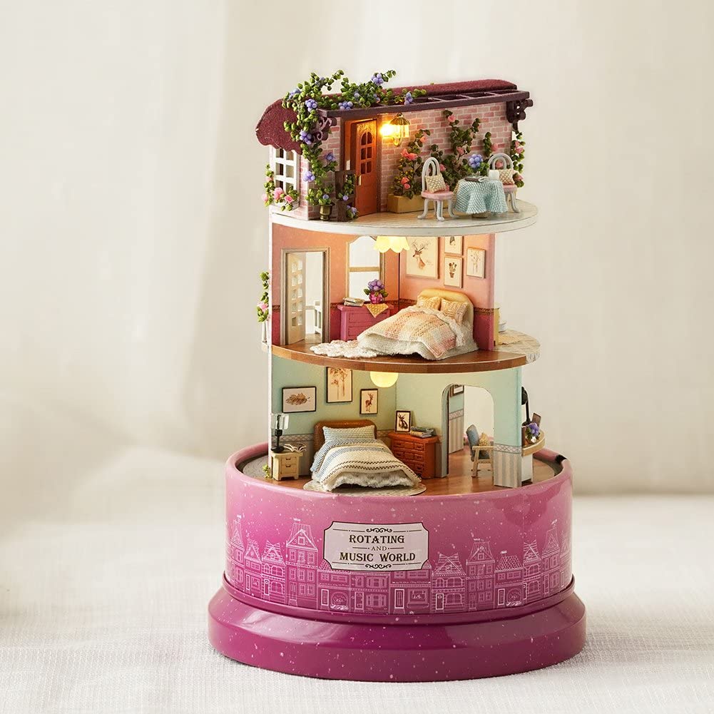 DIY Dollhouse Miniature with Furniture Kit-Pink
