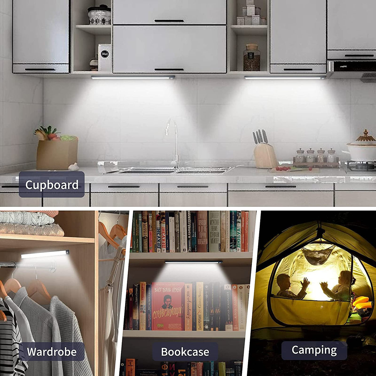 40cm Rechargeable Motion-Sensor Cabinet Light – 69 LED