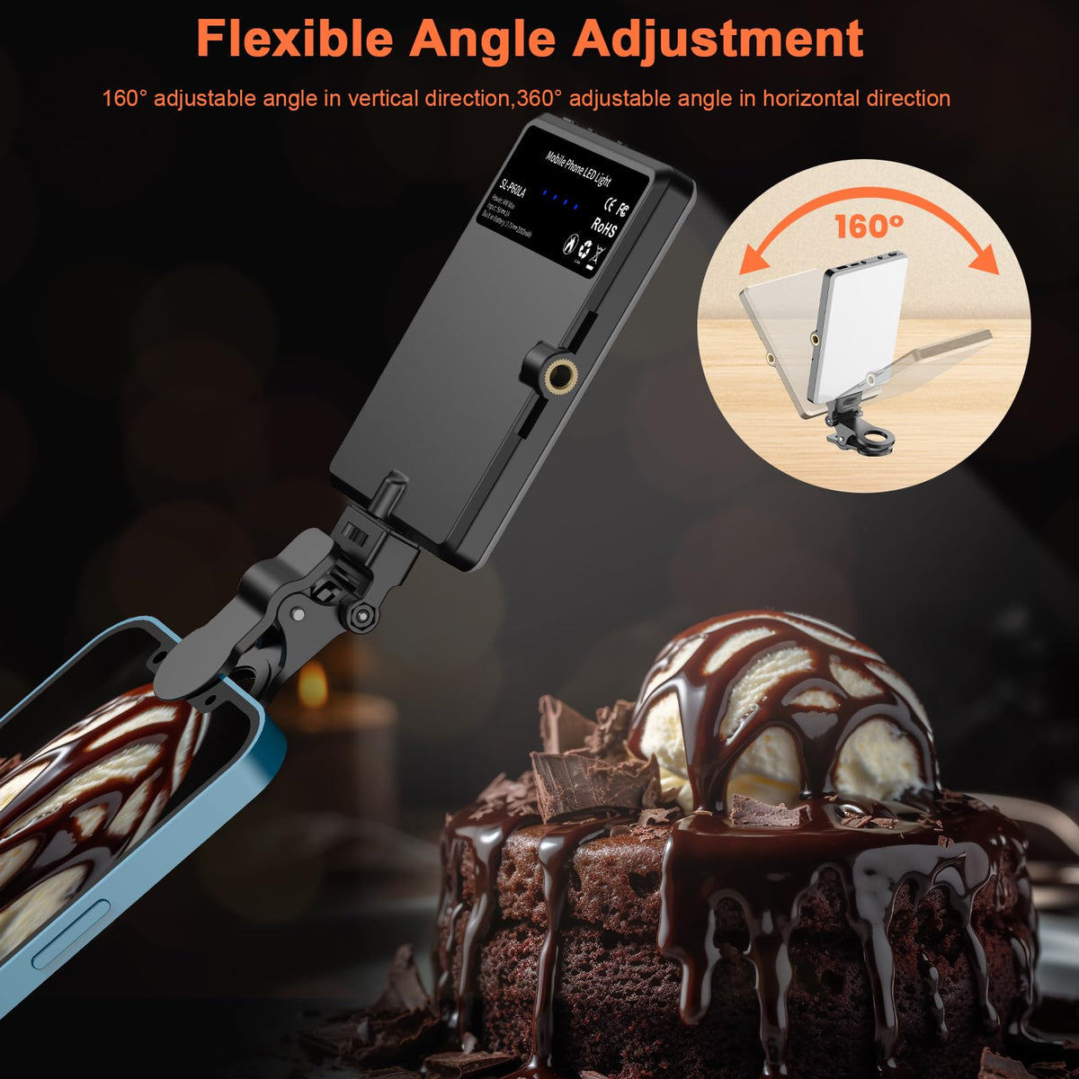 Rechargeable 60-LED Selfie & Video Light – Clip Mount
