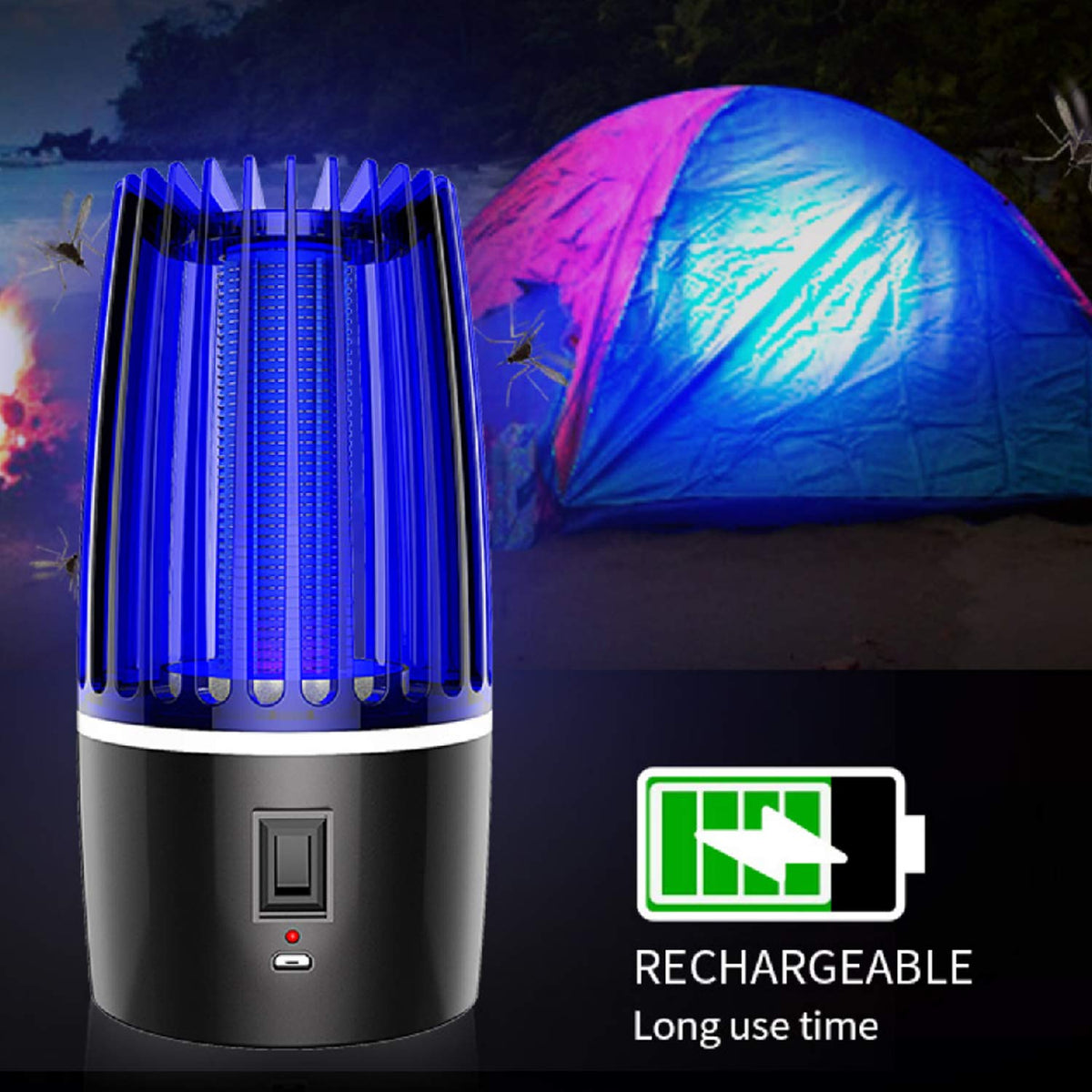 Mosquito Fly Killer Lamp, Portable Night Light USB Rechargeable Mosquito Killer Insect Repellent, (Black)