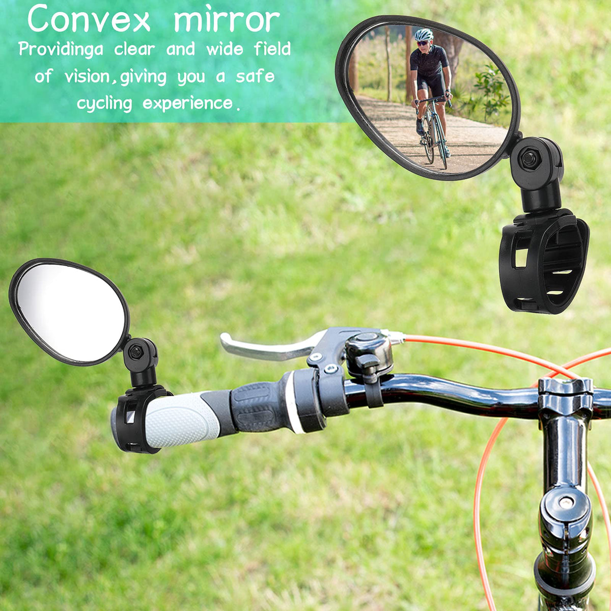 360° Adjustable Convex Handlebar Mirrors – 2 Pack