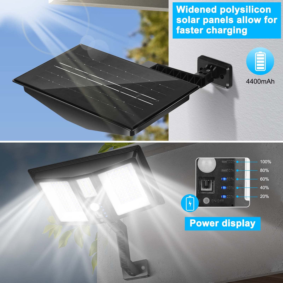 138-LED Solar Motion Wall Light – 4400mAh & 5 Modes