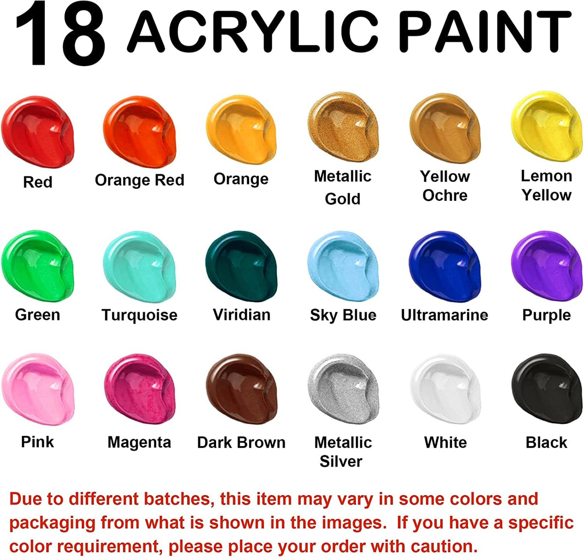 Shuttle Art 18-Colour Acrylic Paint Set – 240ml Bottles