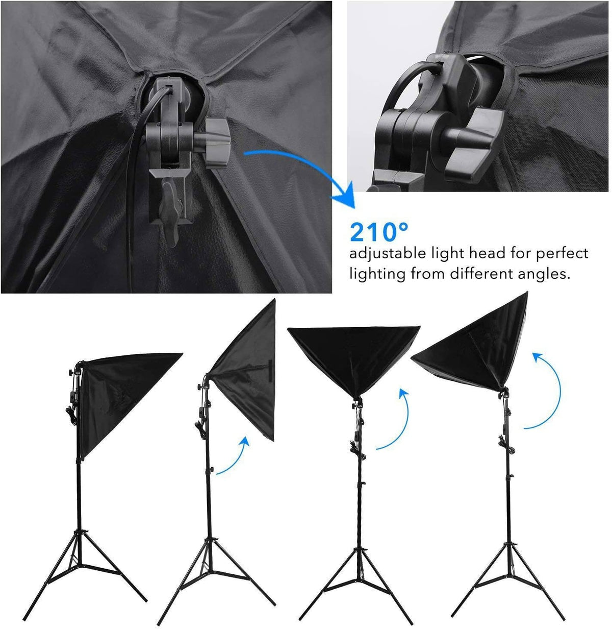 2x25W LED Continuous Lighting Kit 20"x28"/50x70cm Softbox Soft Box Photo Studio Set Light Bulbs Lamp 5500K Photography E27 Socket Softboxes AU Plug