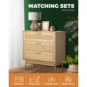 3-Drawer Rattan Tallboy Storage Cabinet