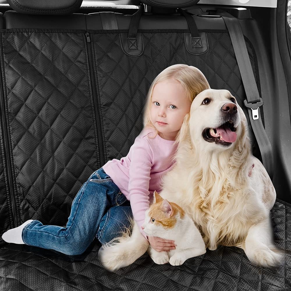 Water-Resistant Rear Dog Car-Seat Cover with Seat Belt