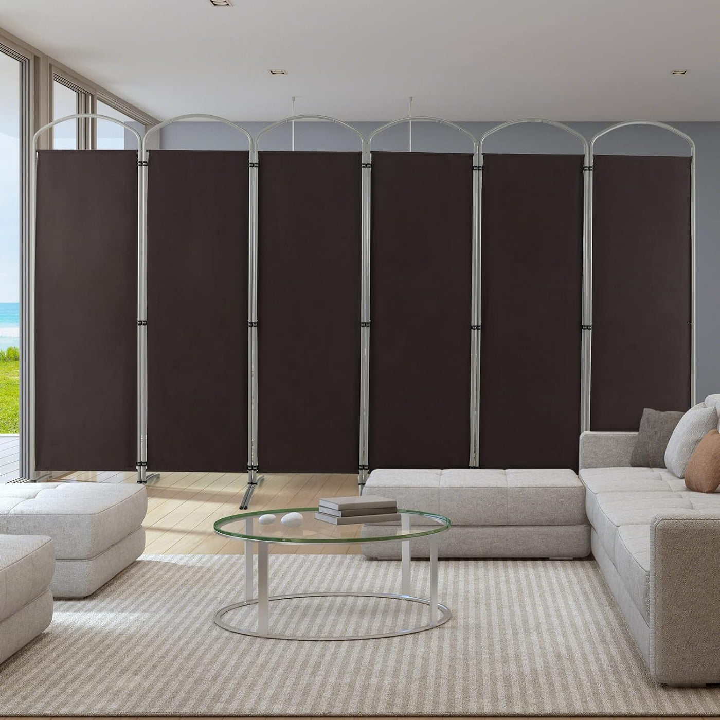 188cm Folding 6-Panel Room Divider – 4 Colours