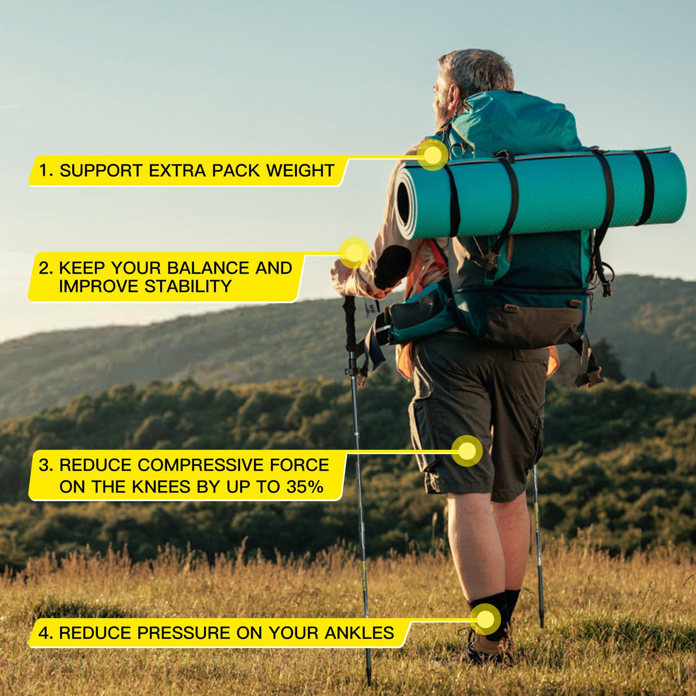 Collapsible Aluminium Trekking Poles with All-Terrain Tip Kit