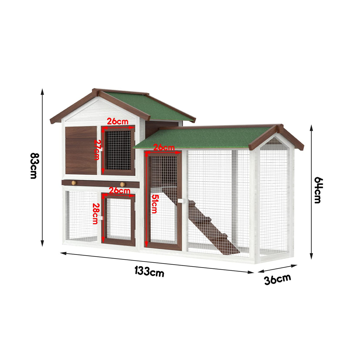 Large Wooden Small-Animal Hutch & Run
