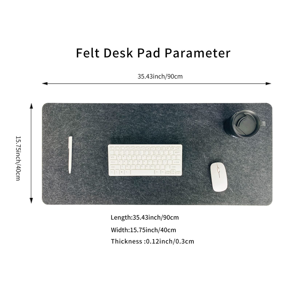 Felt Desk & Mouse Mat – 90 × 40cm or 100 × 40cm
