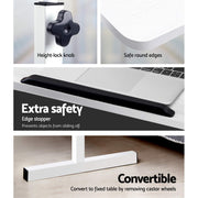 Mobile Adjustable Bedside Laptop Table – White or Light Wood