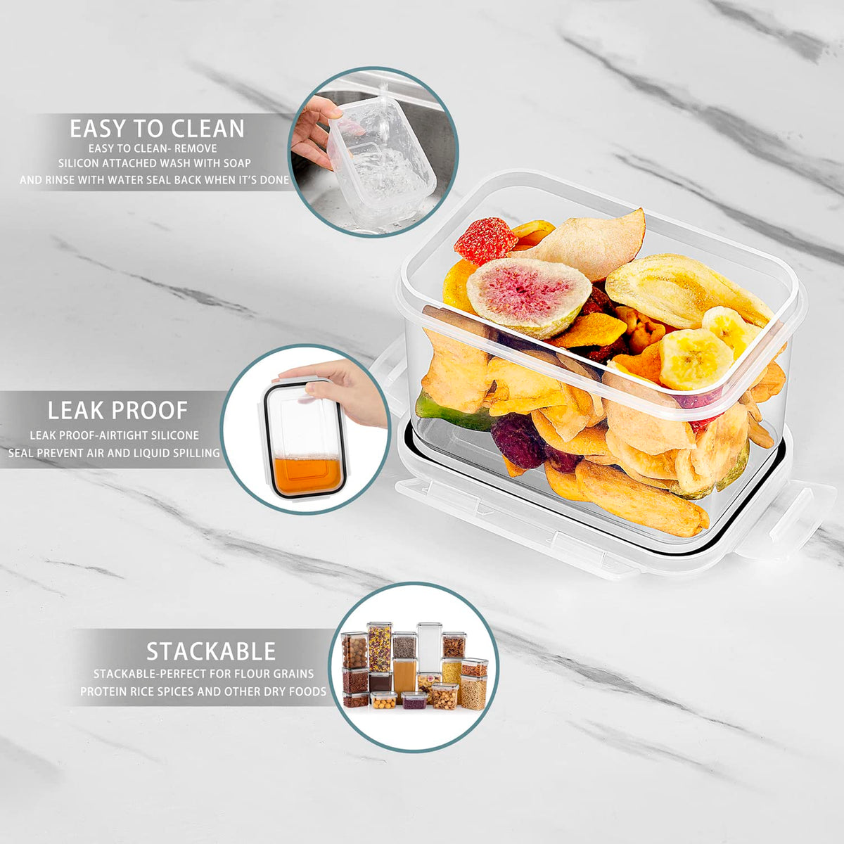 16 Pieces Airtight Food Storage Containers Set for Kitchen & Organisation - Pantry Storage Organiser, Cereal Storage Containers with 100% Leak-Proof Lids Ideal for Dry and Wet Food