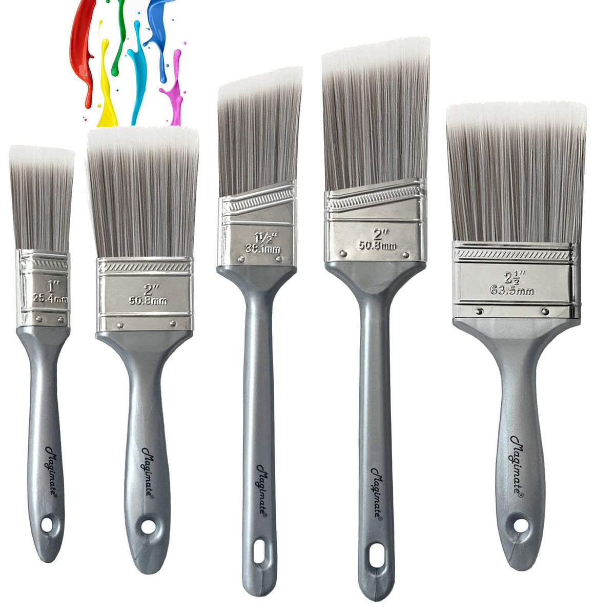5-Piece Angled & Flat Paint Brush Set – 1 to 2.5 in