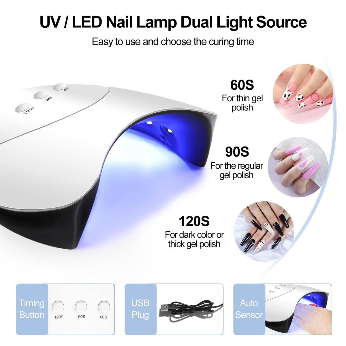 Poly Nail Gel with Lamp Kit,4 Colors Poly Extension Gel 36W LED U V Nail Dryer for Nail Builder Base Coat Top Coat Nail Slip Solution and Manicure Tools for Nail Design