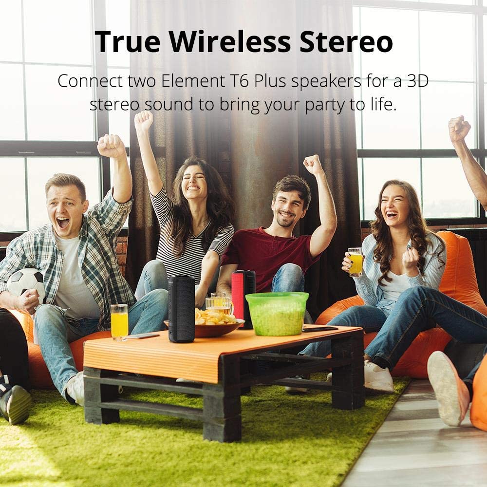 Waterproof Bluetooth Speakers, Tronsmart T6 Plus 40W Outdoor Speakers Bluetooth 5.0, IPX6 Portable Wireless Speakers with Tri-Bass Effects, 15-Hour Playtime with 6600mAh Power Bank, TWS, Built-in Mic
