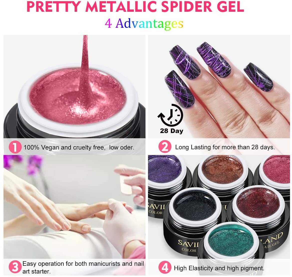Saviland Metallic Spider Nail Gel
