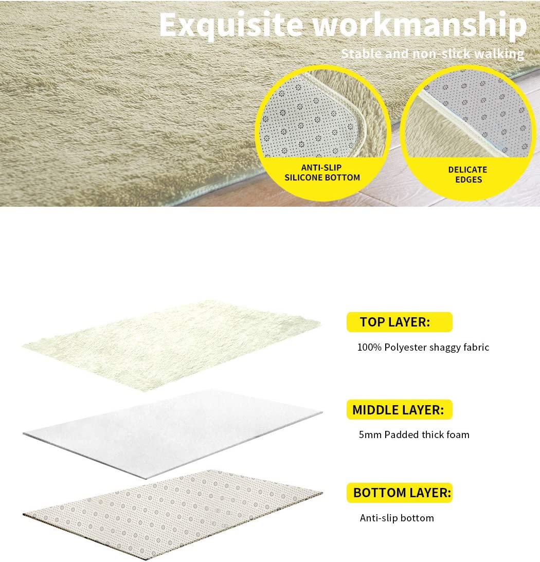 160 × 230 cm Cream Marlow Shag Area Rug