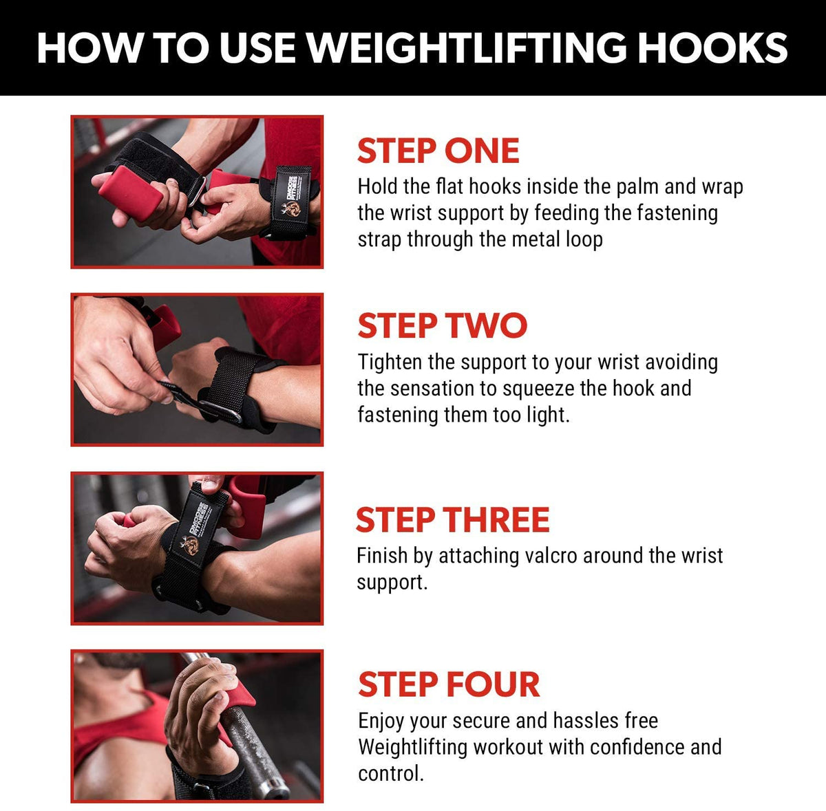 Weight Lifting Hooks Grip (Pair) - 8 mm Thick Padded Neoprene, Double Stitching, Non-Slip Resistant Coating – Secure Your Grip and Reach Your Goals with Premium Workout Hook Gloves.
