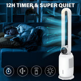 Evaporative Air Cooler, Bladeless Fan with 3 Speeds, Remote Control, Night Light, Electric Purifying Fan Suitable for Indoor Home Large Room Bedroom Office Use 2.5L