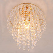 Small Crystal Chandeliers Gold Ceiling Lights Flush Mount Ceiling Lamp Lampshade 3 Tiers Crystal Pendant Lighting for Hallway Bedroom Girl's Room,E26