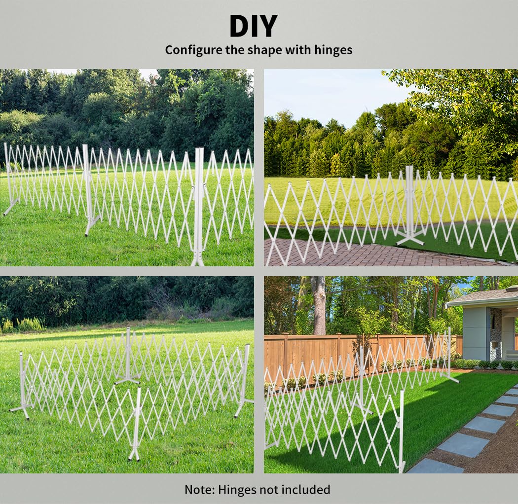 White Expandable Metal Barrier Fence for Indoor or Outdoor Use
